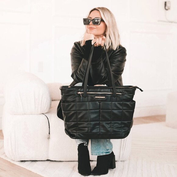 Poppy & Peonies x Birds Papaya Ultimate Bag Black Gold Hardware Hot Pink Lining - Picture 2 of 13